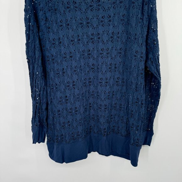 Chico's 3 Blue  Long Sleeve Pullover top shirt stretch knit lace Size XL - Picture 4 of 8